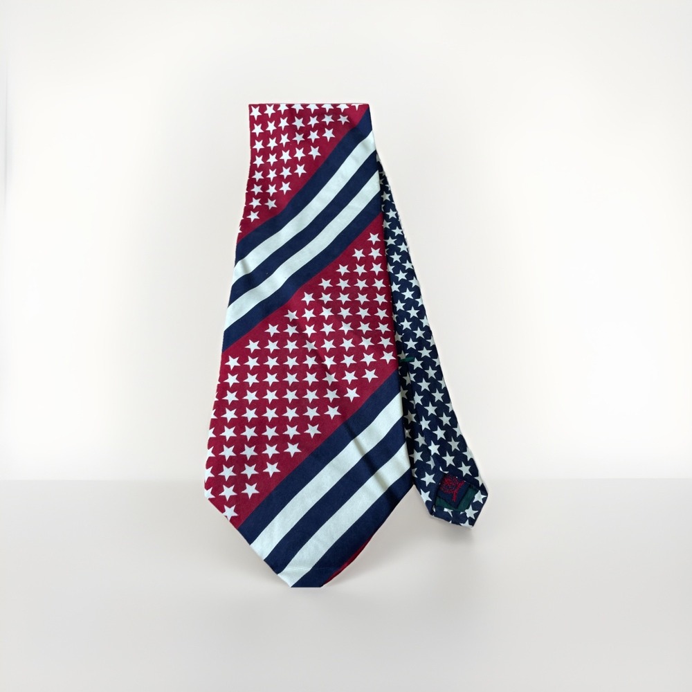 VTG Tommy Hilfiger 100% Italian Silk Made In USA Patriotic Necktie Fathers Day!